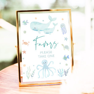 Poster Panneau Blue Pastel Under the Sea Baby shower Favo