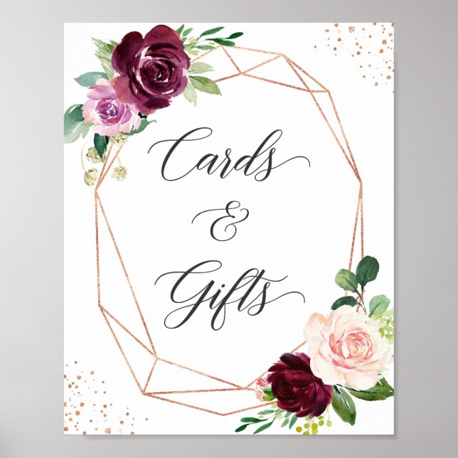 Poster Panneau Blush Purple Floral Rose Gold Cartes et Ca (Devant)