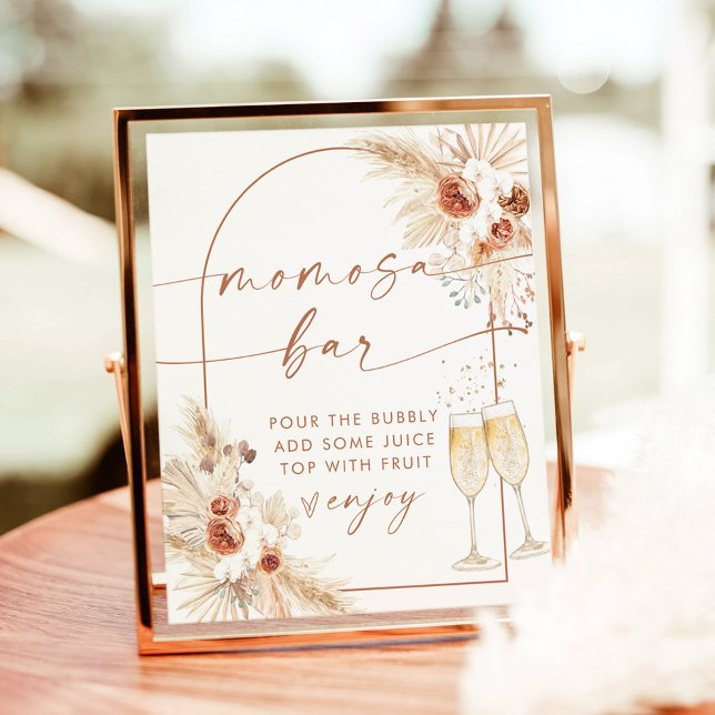 Poster Panneau Boho Baby shower Momosa | Pampas Grasse (Créateur téléchargé)