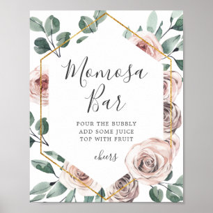 Poster Panneau Boho Rose Baby shower Mimosa Bar