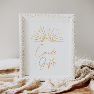 Poster Panneau Boho Sunshine Baby shower Cartes et cadeau