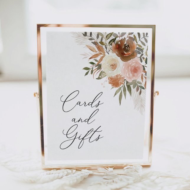 Poster Panneau Boho Terracotta Floral Cartes et Cadeaux (Créateur téléchargé)