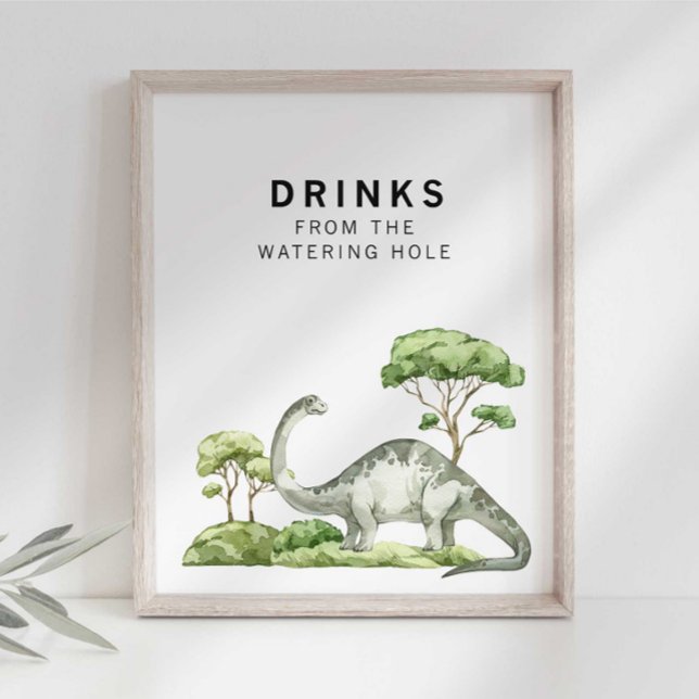 Poster Panneau boisson Aquarelle Jurassic Dinosaur (Créateur téléchargé)