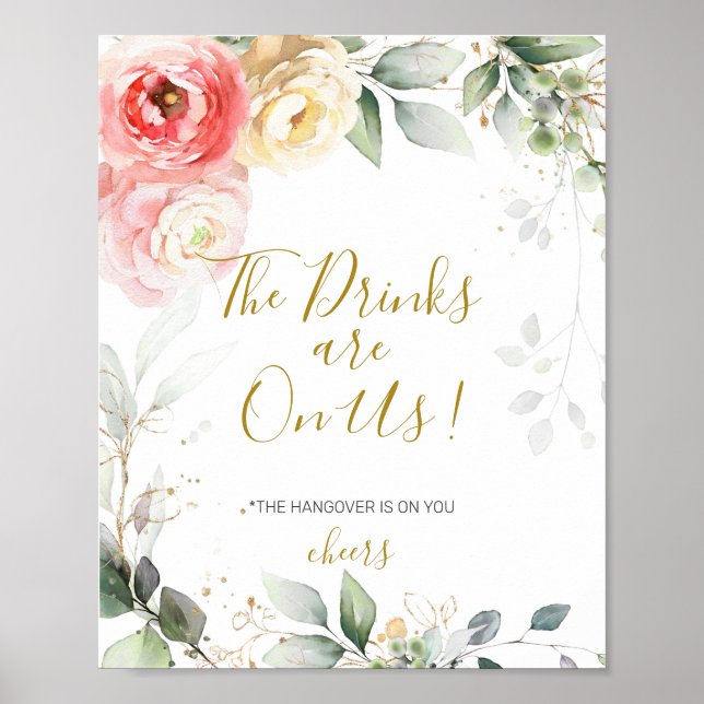 Poster Panneau boisson mariage, moderne Open Bar Mariage  (Devant)