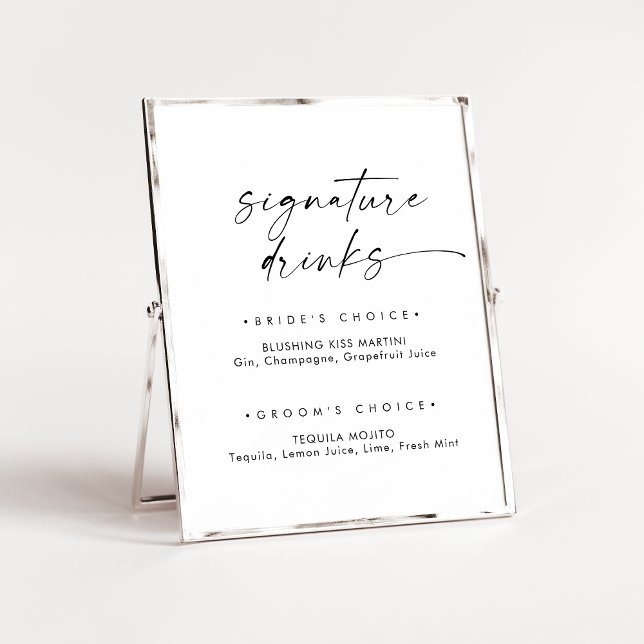 Poster Panneau boisson signature de script moderne (Créateur téléchargé)
