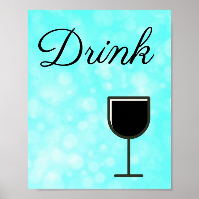 Poster Panneau boisson turquoise et noire pour cuisine (Devant)