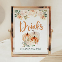 Panneau Boissons de Baby shower citrouille