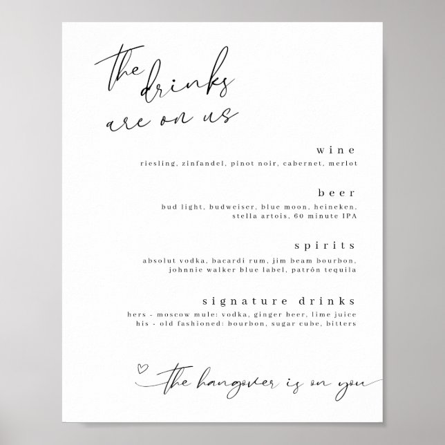 Poster Panneau Boissons minimalistes sur nous (Devant)