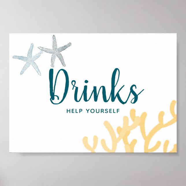 Poster Panneau Boissons sous le thème de l'Océan marin (Devant)