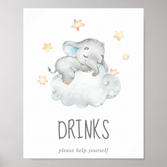 Poster Panneau Boy Baby shower Little Elephant Boy Boy (Devant)