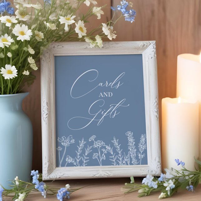 Poster Panneau cadeau de la carte bleue fleur sauvage Mar (Créateur téléchargé)