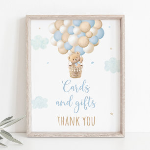 Poster Panneau Cadeaux Baby showers Ours Bleu Teddy