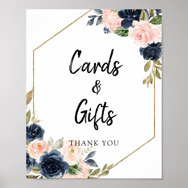 Poster Panneau Cadeaux et cartes à cadres florale bleu ma (Devant)