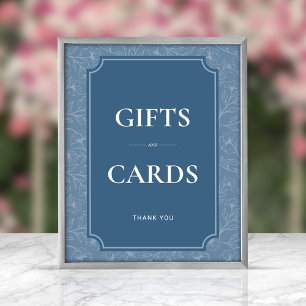 Poster Panneau Cadeaux et cartes bleues gris