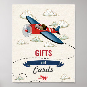 Poster Panneau Cadeaux et cartes d'avion vintage
