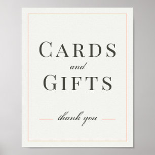 Poster Panneau Cadeaux et cartes de mariage corail et crè