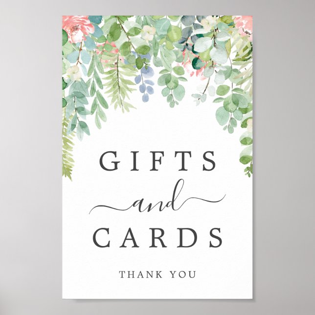 Poster Panneau Cadeaux et cartes vertes douces (Devant)