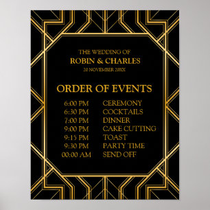 Poster Panneau Calendrier des événements mariage   Gatsby