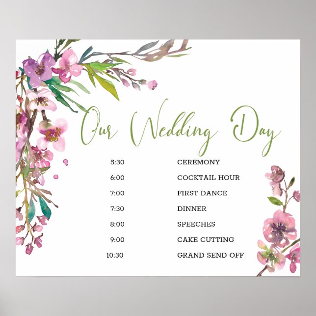 Poster Panneau Calendrier des Mariages floraux en fleurs  (Devant)