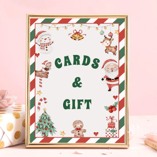 Poster Panneau "Cartes & Cadeaux" Père Noël