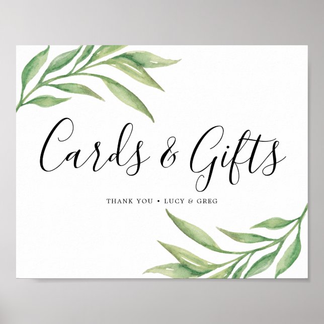 Poster Panneau Cartes de mariage et cadeaux | Feuilles bo (Devant)