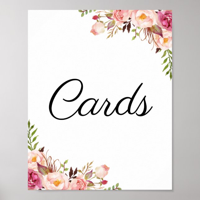 Poster Panneau Cartes de mariage rose rustique (Devant)