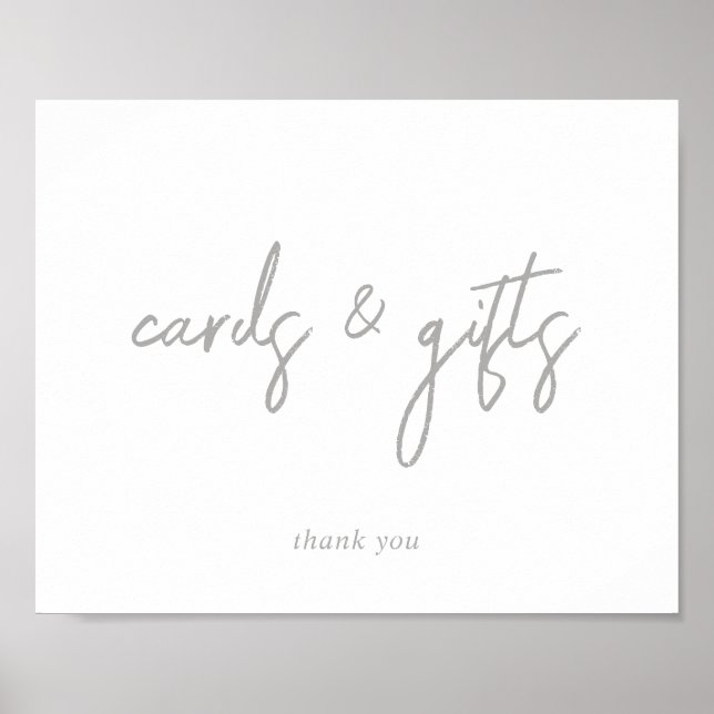 Poster Panneau Cartes et cadeaux argent et blanc (Devant)