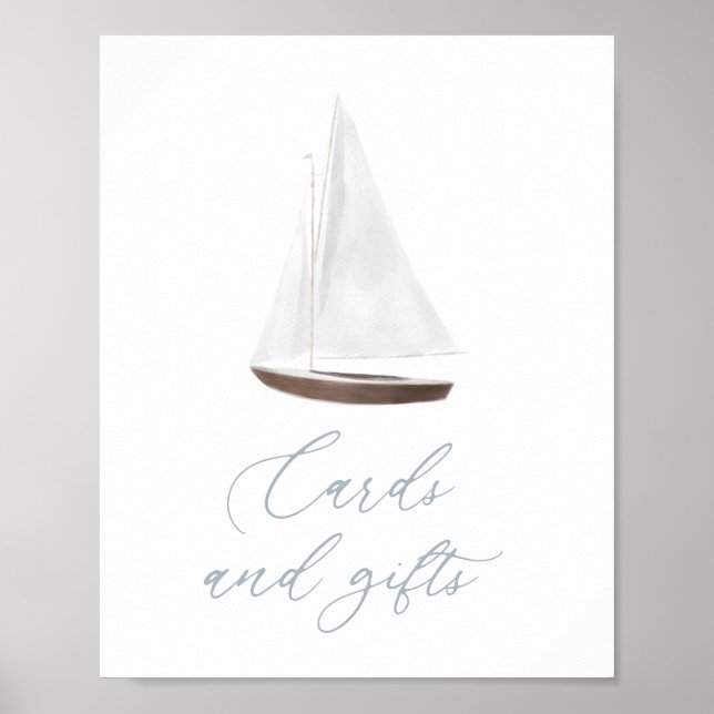 Poster Panneau Cartes et cadeaux Baby shower nautique (Devant)