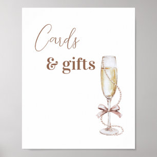Poster Panneau Cartes et cadeaux Champagne et Perles