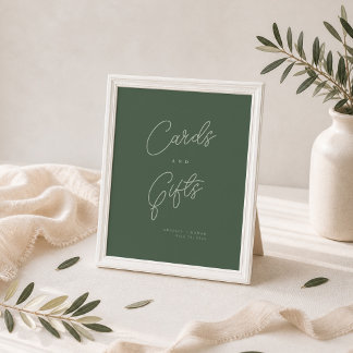 Poster Panneau Cartes et Cadeaux Elégant Vert Forêt
