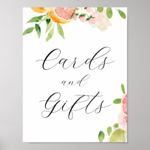Poster Panneau Cartes et cadeaux en agrumes rose