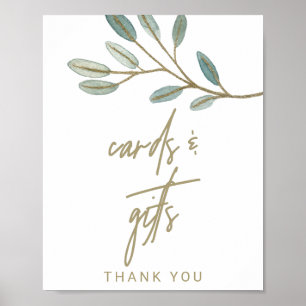 Poster Panneau Cartes et Cadeaux Eucalyptus à Veines Doré