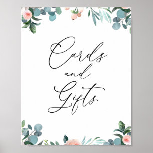 Poster Panneau Cartes et Cadeaux Fleurs Rouges pour l'Heu