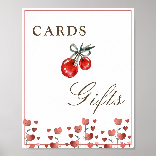 Poster Panneau Cerise Et Cartes Cartes Cartes Et Cadeaux (Devant)