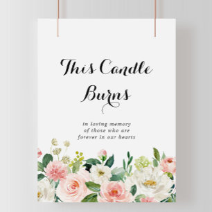 Poster Panneau Cette bougie brûle à feuillage vert floral