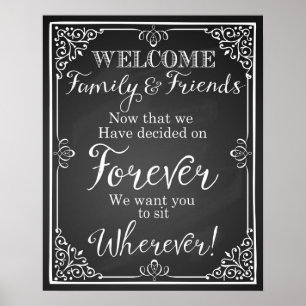 Poster Panneau Chalkboard du plan de sièges mariage alter