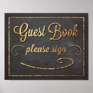 Poster Panneau Chalkboard et Parties scintillant Gold du 