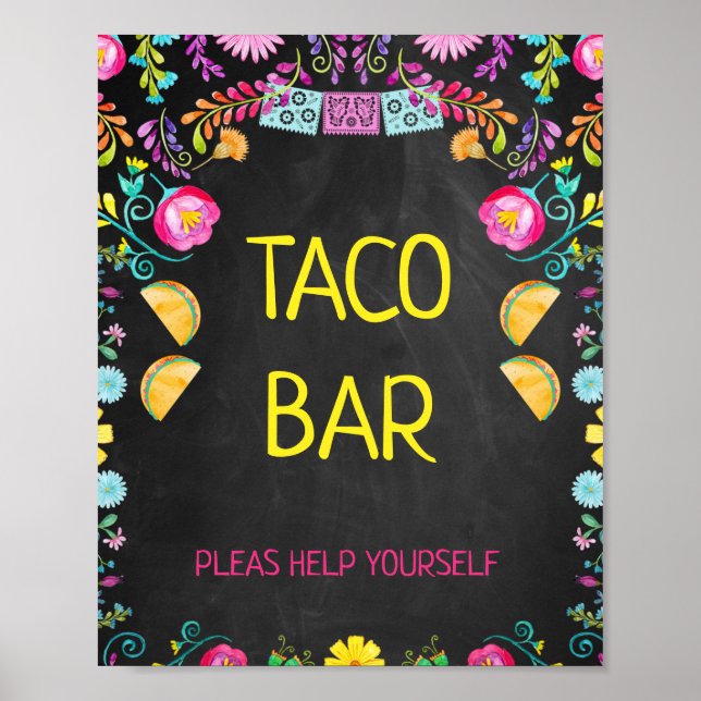 Poster Panneau Chalkboard Girls Taco Twosday 2nd Birthday (Devant)