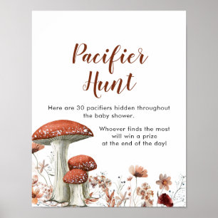 Poster Panneau Chasse Boho Champignon Floral Pacifier Jeu