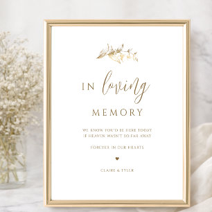 Poster Panneau Chic Blanc et Or Mariage En Souvenir Affec