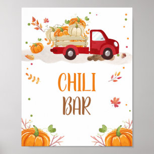 Poster Panneau Citrouille Automne Red Truck Chili Bar Feu