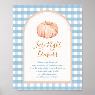 Poster Panneau citrouille Boho Blue En vichy couche noctu