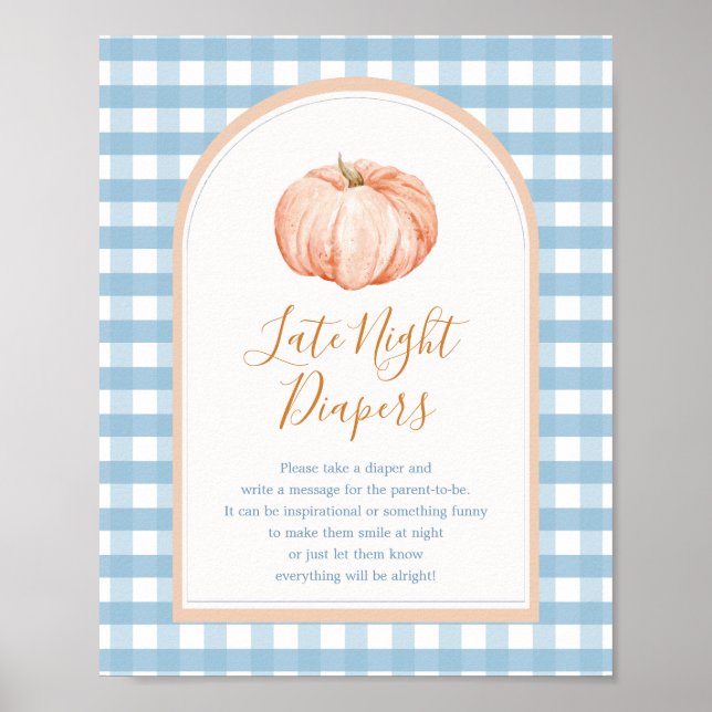 Poster Panneau citrouille Boho Blue En vichy couche noctu (Devant)