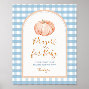 Poster Panneau citrouille Boho Blue En vichy Prières pour