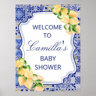 Poster Panneau Citrus Citrus Citrons Bleu Modifiable