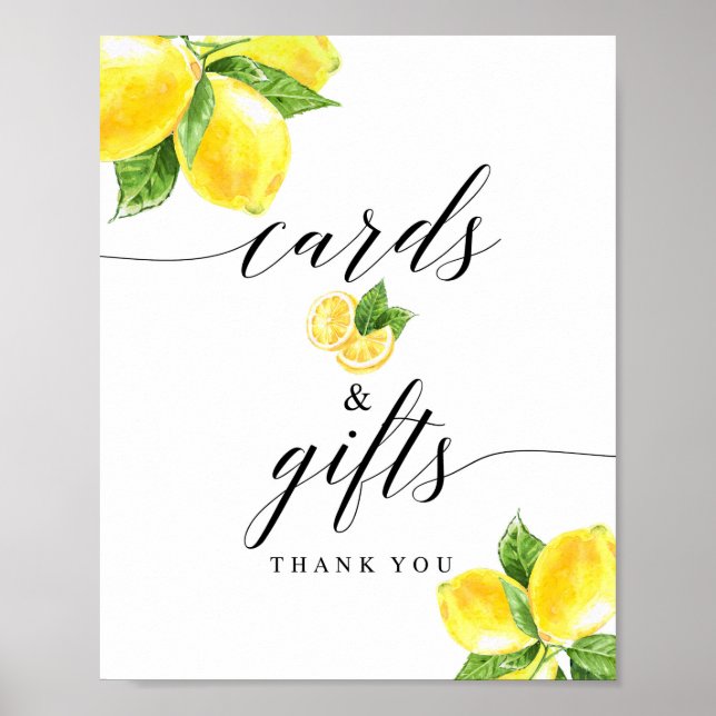 Poster Panneau Citrus Lemon Cartes et Cadeaux 8x10" (Devant)