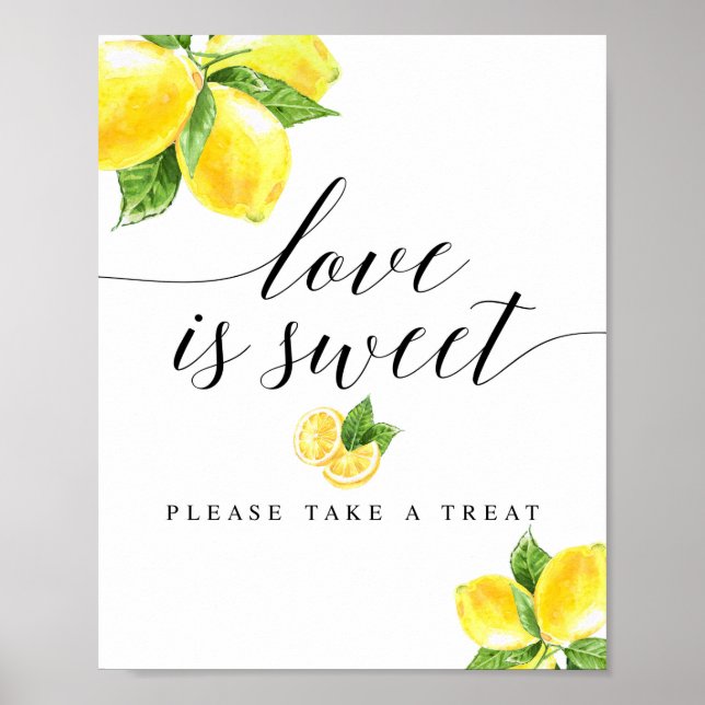 Poster Panneau Citrus Lemon Love is Sweet 8x10" (Devant)