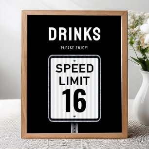Poster Panneau coin boissons Limite de vitesse 16 ans Ann