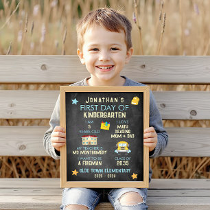 Poster Panneau coloré du premier jour de l'école