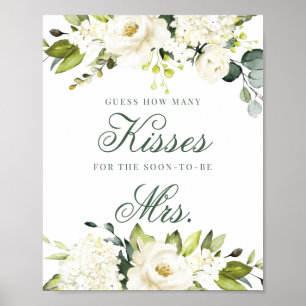 Poster Panneau Combien de baisers de roses blanches